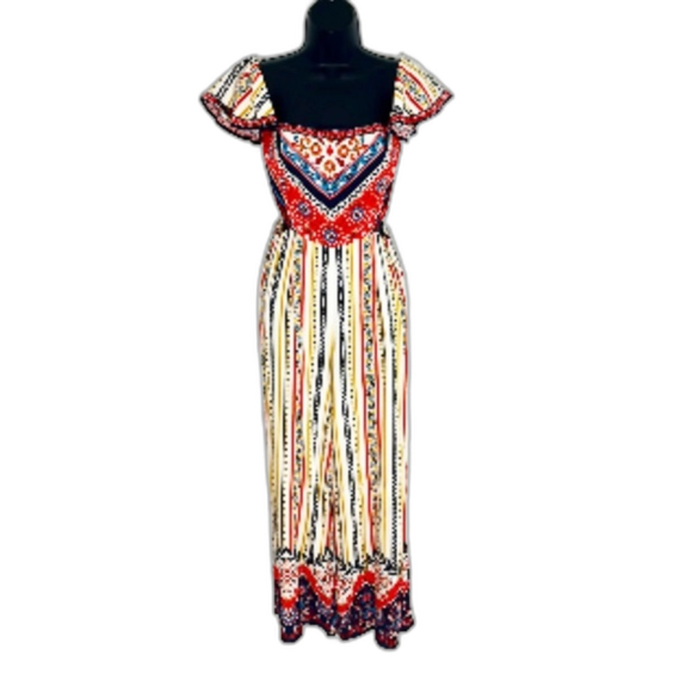 Flying Tomato Colorful Off Shoulder Jumpsuit Size Small